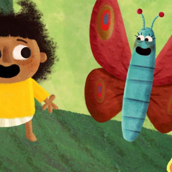 Pige med en sommerfugl