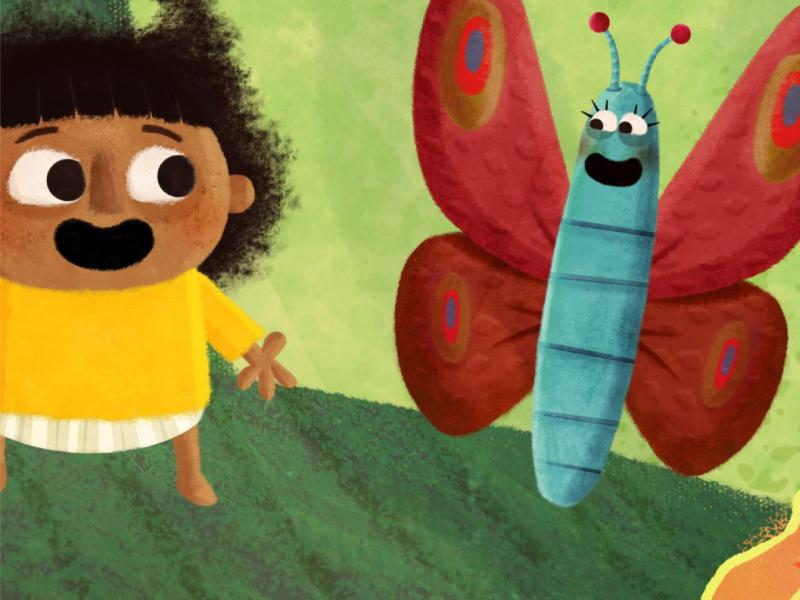 Pige med en sommerfugl