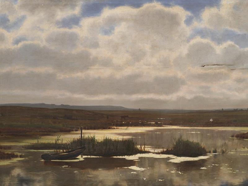 Maleri: Hede med en mose af Vilhelm Groth, 1874, Statens Museum for Kunst