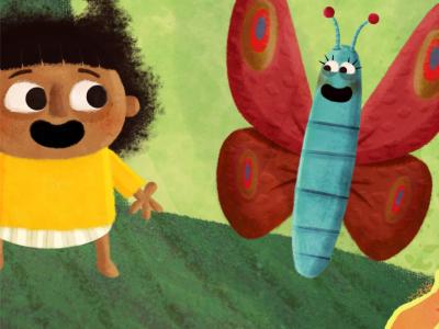 Pige med en sommerfugl