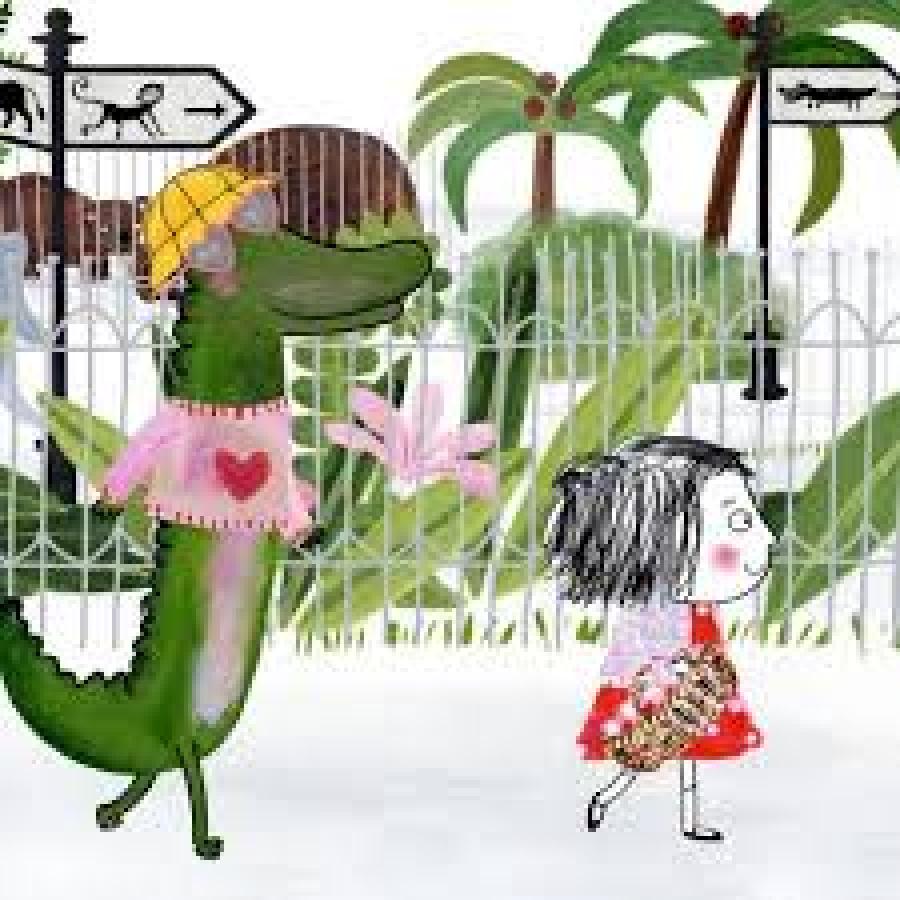 Pigen Rita og krokodille på tur