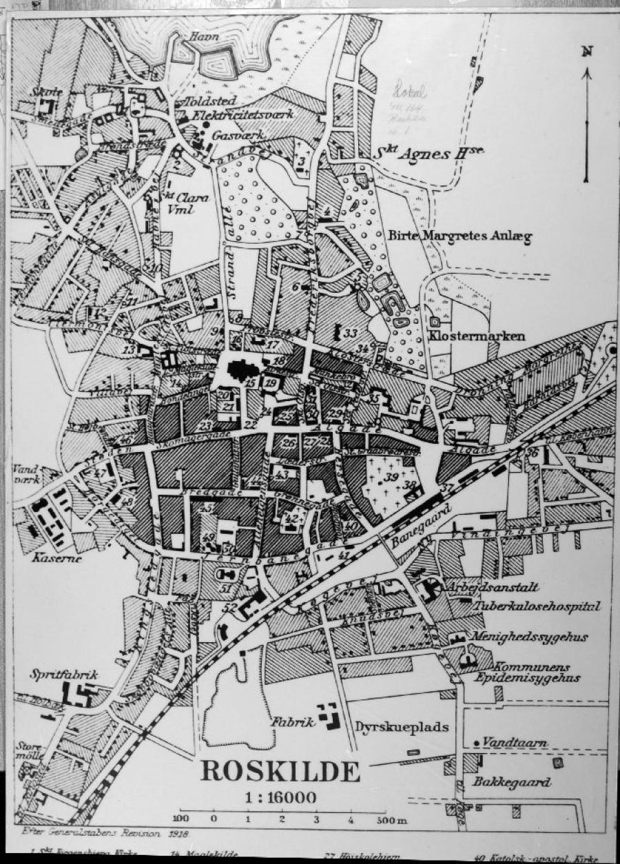 Kort over Roskilde, 1918
