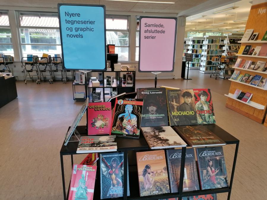 Find nye tegneserier, samlede serier og anbefalinger fra tegneseriebibliotekaren på udstillingen på Roskilde bibliotek.